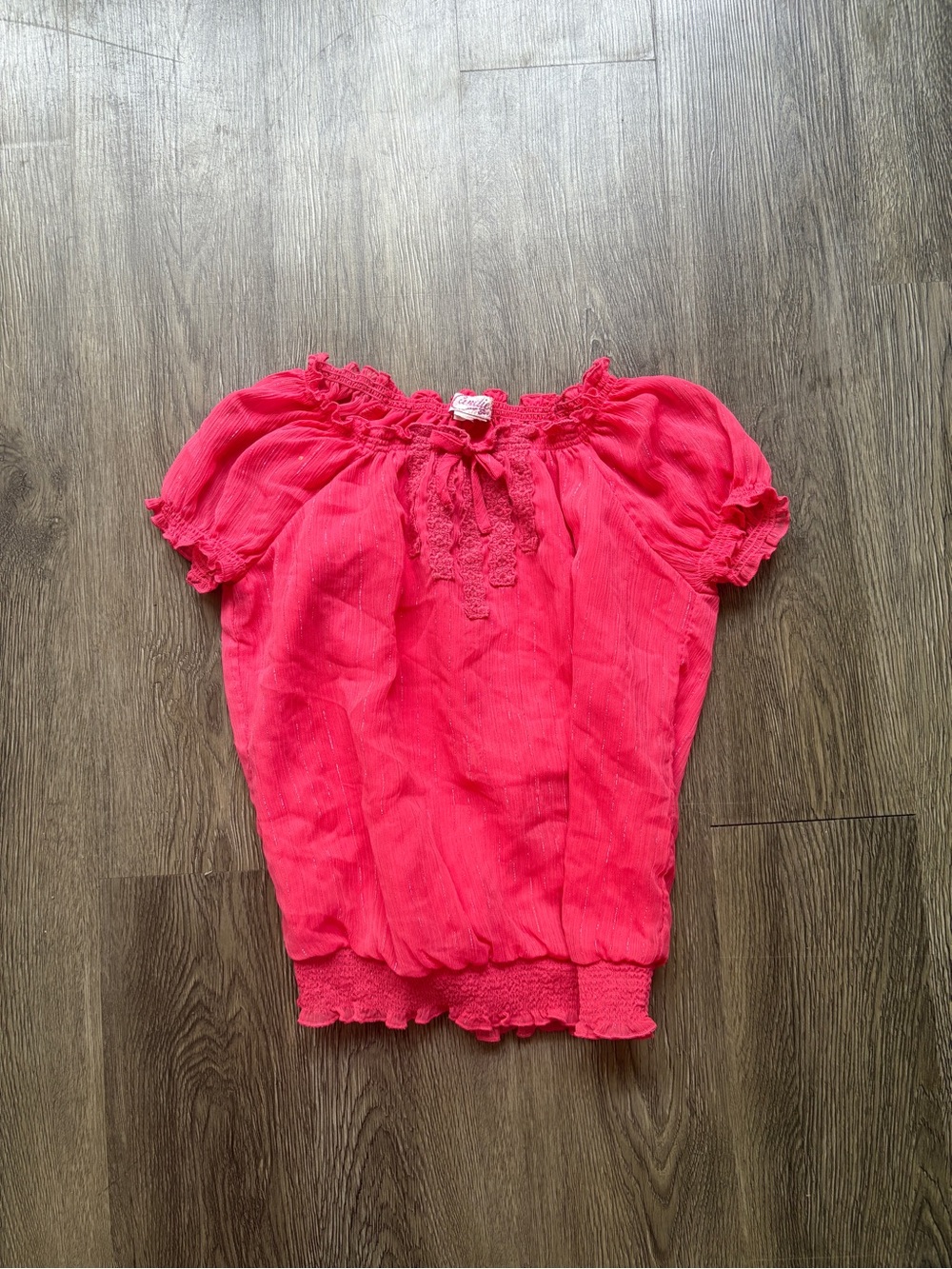 Pink Lace Blouse with Ruffled Sleeves | Coquette